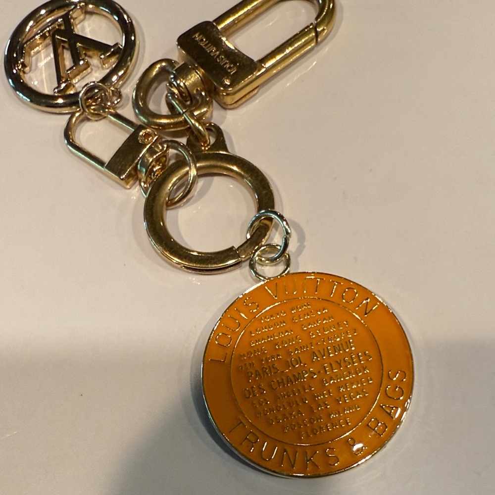 Louis Vuitton Gold and Orange Keyring Charm